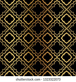 Geometric Pattern. Seamless Texture Color Background. Element For Design. Vector Illustration. Luxury black gold color. Rich design. For presentation. wallpaper, page, paper.
