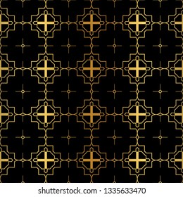 Geometric Pattern. Seamless Texture Color Background. Element For Design. Vector Illustration. Luxury black gold color. Rich design. For presentation. wallpaper, page, paper.