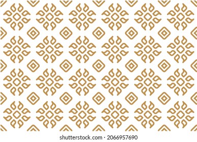 Geometric pattern. Seamless vector background. White and gold ornament. Ornaments for fabrics, wallpapers, packaging, Decorative prints