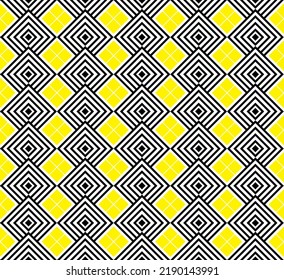 geometric pattern, Seamless yellow and black and white background Print for home decor, wallpaper, packaging, wrapping, fabric.