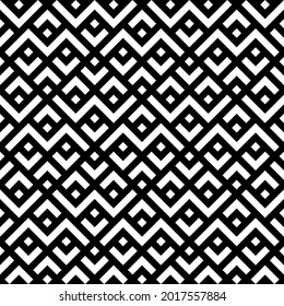 Geometric pattern seamless zigzag. Abstract background with diamond shapes, black and white. Texture design for publication, textile, tile, cover, poster, flyer, banner, wall. Vector illustration.