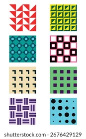 Conjunto de padrões geométricos isolado no fundo branco