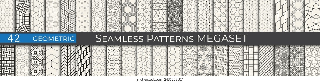Geometric pattern set. Modern ornament backdrop. Black and white wallpaper texture.