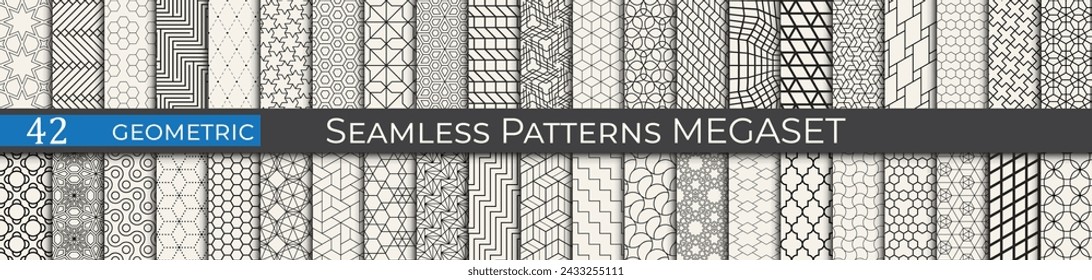 Geometric pattern set. Modern ornament backdrop. Black and white wallpaper texture.