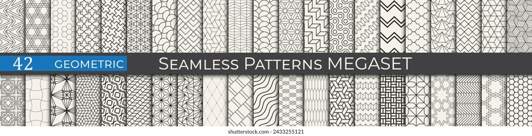 Geometric pattern set. Modern ornament backdrop. Black and white wallpaper texture.