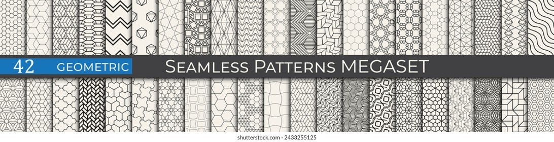 Geometric pattern set. Modern ornament backdrop. Black and white wallpaper texture.