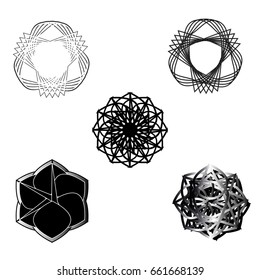 Geometric pattern set  pentagram vector EPS10