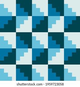 geometric pattern with geometric shapes, rhombus, triangles. That square design has the ability to be repeated without visible seams. Seamless background. Aqua colors