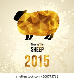 Geometric pattern sheep. Vector illustration. Chinese astrological sign. New Year 2015. 