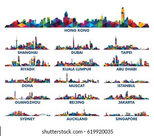 Geometric Pattern Skyline City Arabian Peninsula And Asia