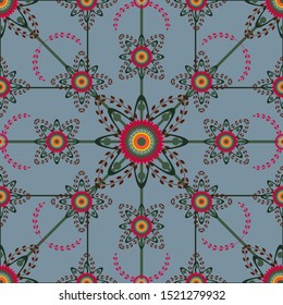 geometric pattern of soft color flower motif