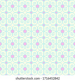geometric pattern with spirals in pastel colors