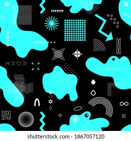 Patrón geométrico con puntos, formas y líneas, fondo abstracto de moda. Ilustración vectorial para papel de pared, fondo, papel de envoltura, impresión sobre ropa de bebé y textiles.