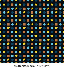 Geometric pattern, square, circle, star, seamless vector background.
