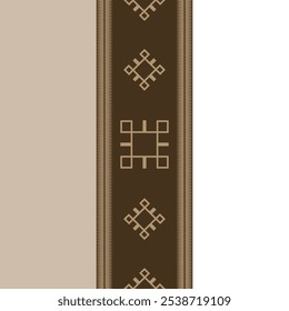A geometric pattern of squares with a brown color scheme. The abstract seamless design. A textile border. Scene is one of creativity for scarf, fabric, cloth, carpet, dress, sarong, rug or batik.