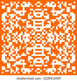 Geometric Pattern With Squares In Orange Yellow Color. Pixel Pattern Background