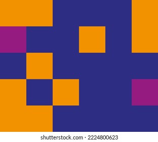 Geometric pattern with squares and rectangles purple. yellow and blue colour. Pixel design for banners, covers, cards. Vector illustrations 