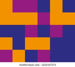 Geometric pattern with squares and rectangles purple. yellow and blue colour. Pixel design for banners, covers, cards. Vector illustrations 