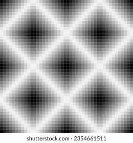 Geometric pattern of squares with a transition from black to white in the form of a pattern of rhombuses.