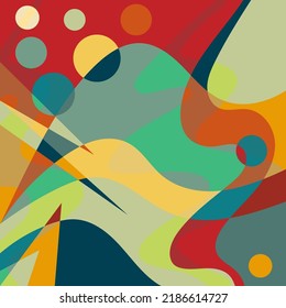 Patrón geométrico. Cuadrados, triángulos, ovales. Fondo multicolor. Estilo Pucci. Estilo de los años 90