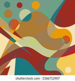 Geometric pattern. Squares, triangles, ovals. Multicolored background. Pucci style. 90s style