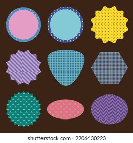 Geometric pattern stickers with memphis style easy editable color 