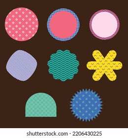 Geometric pattern stickers with memphis style easy editable color 