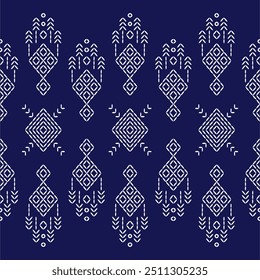 padrão geométrico ponto bordado japonês Sashiko abstrata perfeita ornamentos branco linha artwork indigo azul fundo vetor projeto modelo decoração mão desenhada agulha trabalho colcha tecido 
