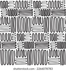 Patrón geométrico con líneas rectas y giratorias. Fondo blanco y negro impecable con trazo de lápiz. bueno para tela, papel envolvente, banners, tarjetas. Arte abstracto