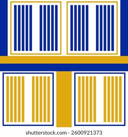 Geometric pattern of stripe line in square. Geometric tile pattern seamless. Bright blue-yellow, modern, simple, abstract shape, geometry for texture, print, card, backdrop, tile design, interior.