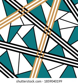 Geometric pattern with  striped background.Vector design for fashion prints and backgrounds.
