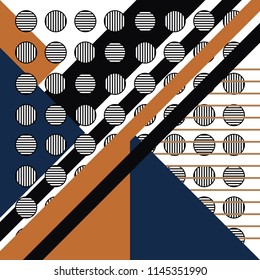 Geometric pattern with striped and circles. Trendy memphis style background
