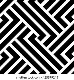 The geometric pattern with stripes. Seamless vector background. Black and white texture.