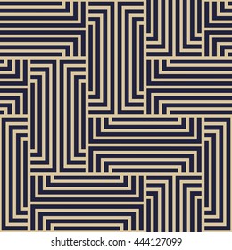 The geometric pattern with stripes. Seamless vector background. Dark blue and gold texture. Stylish graphic pattern.