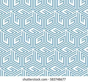 The geometric pattern with stripes. Seamless vector background. Blue and white texture. Graphic modern pattern.