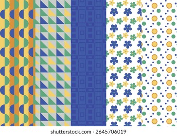 Geometric pattern in summer colors, green, yellow, blue