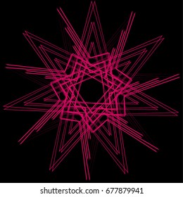 Geometric pattern symbols fractal pentagram astrology stamp label