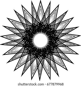 Geometric pattern symbols fractal pentagram astrology stamp label