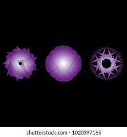 Geometric pattern symbols fractale pentagram astrology stamp label symbol amulet runes