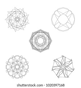 Geometric pattern symbols fractale pentagram astrology stamp label symbol amulet runes