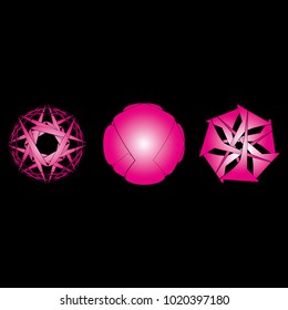 Geometric pattern symbols fractale pentagram astrology stamp label symbol amulet runes