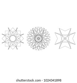 Geometric pattern symbols fractale pentagram astrology stamp label symbol amulet runes