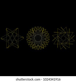 Geometric pattern symbols fractale pentagram astrology stamp label symbol amulet runes