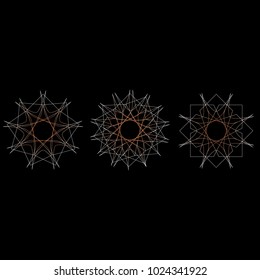 Geometric pattern symbols fractale pentagram astrology stamp label symbol amulet runes