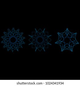 Geometric pattern symbols fractale pentagram astrology stamp label symbol amulet runes