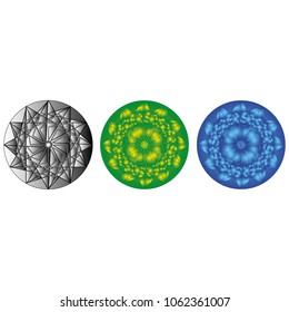 Geometric pattern symbols fractale pentagram astrology stamp label symbol amulet runes