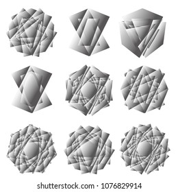 Geometric pattern symbols fractale pentagram astrology stamp label symbol amulet runes