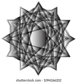 Geometric pattern symbols fractale pentagram astrology stamp label symbol amulet runes