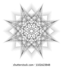 Geometric pattern symbols fractale pentagram astrology stamp label symbol amulet runes