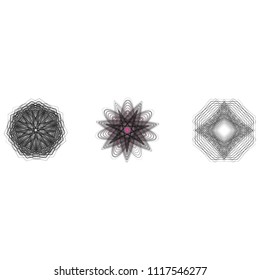 Geometric pattern symbols fractale pentagram astrology stamp label symbol amulet runes